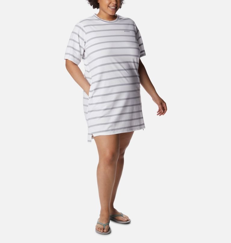 Women's Columbia Sun Trek T-Shirt Dress Stripe | Plus Size CA-K1C30